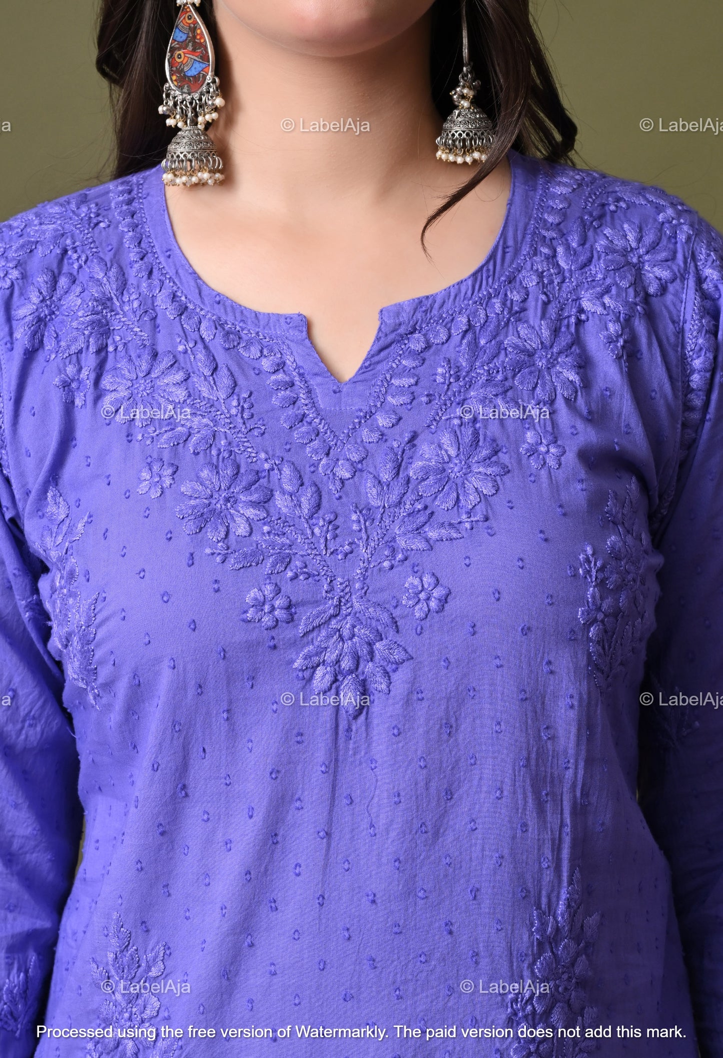 Nyla dobby cotton chikankari short top
