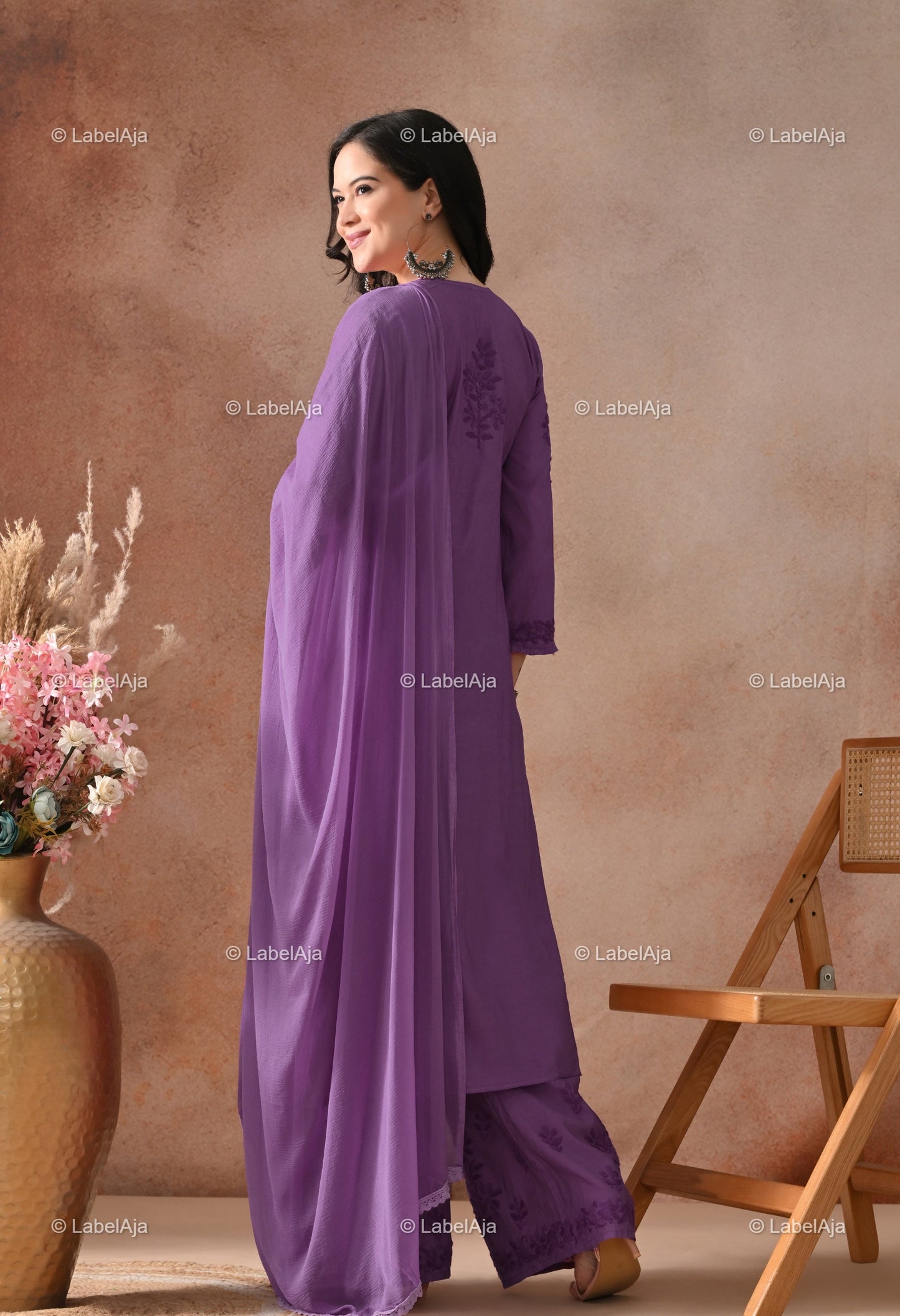 Zehra Chanderi Silk Kurti and Palazzo set White