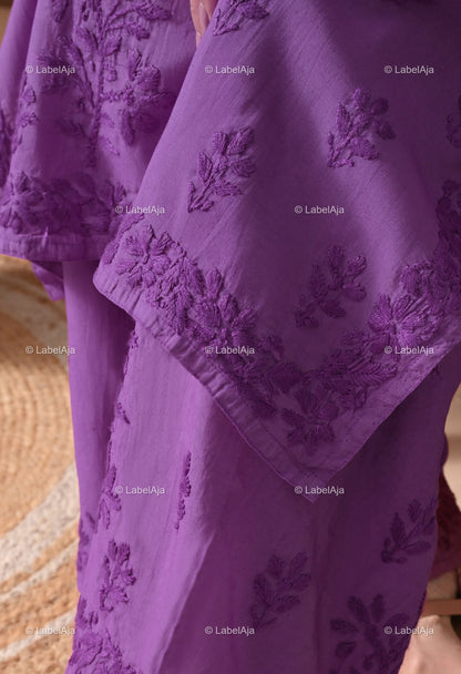 Zehra Chanderi Silk Kurti and Palazzo set White