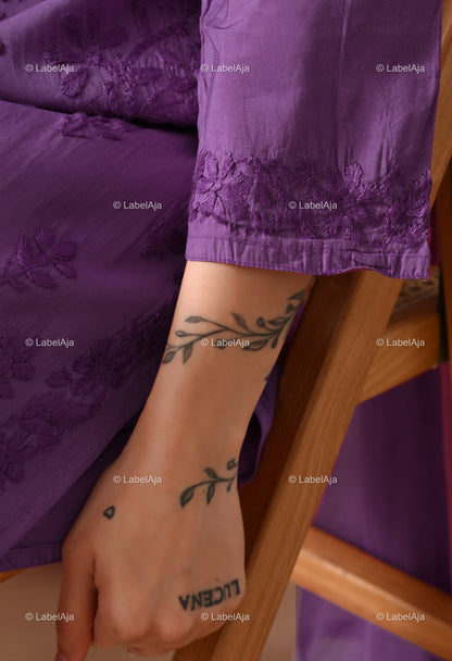 Zehra Chanderi Silk Kurti and Palazzo set White