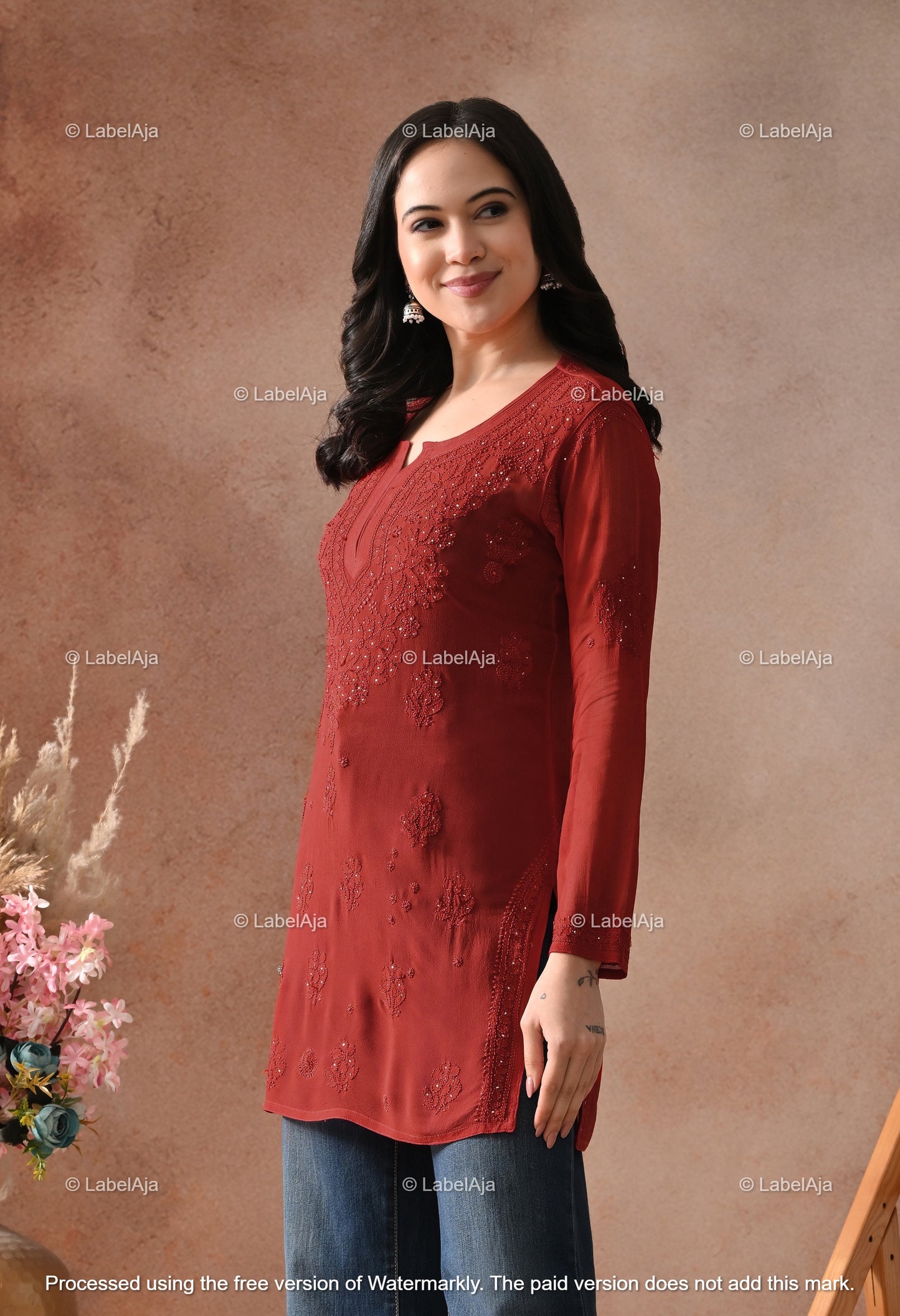 Ayana Viscose Short kurti with Mukaish work