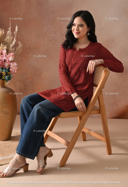 Ayana Viscose Short kurti with Mukaish work