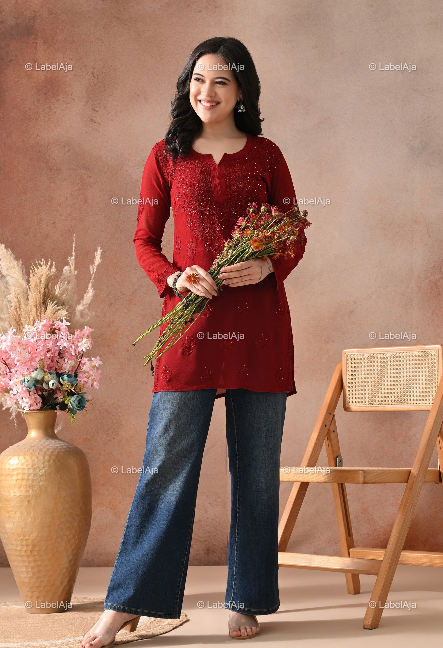 Ayana Viscose Short kurti with Mukaish work