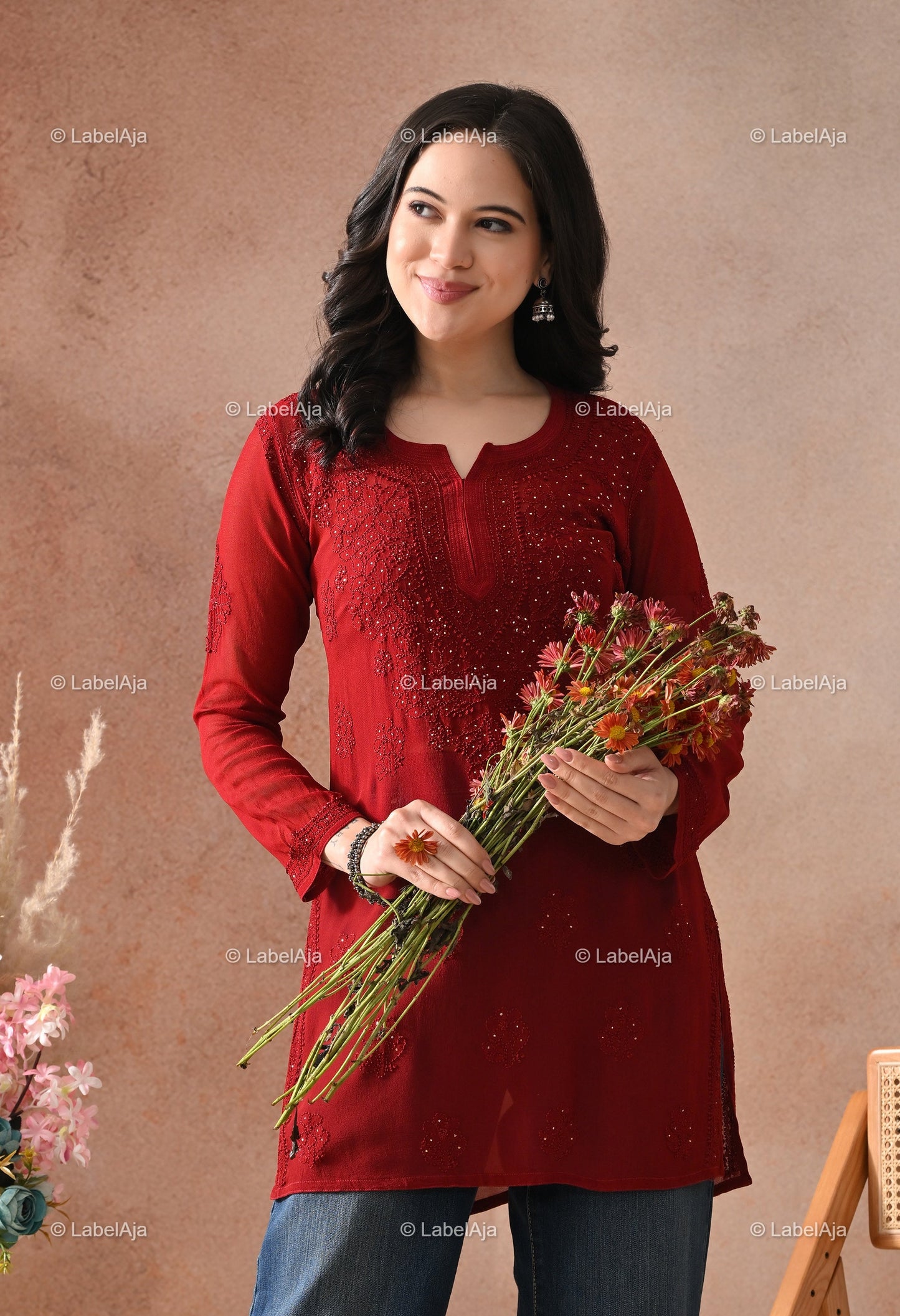 Ayana Viscose Short kurti with Mukaish work