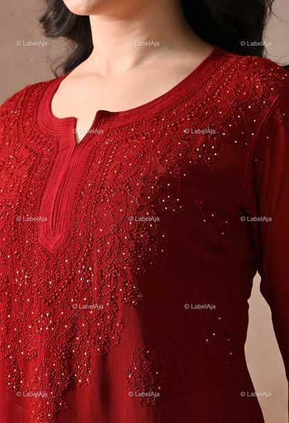 Ayana Viscose Short kurti with Mukaish work