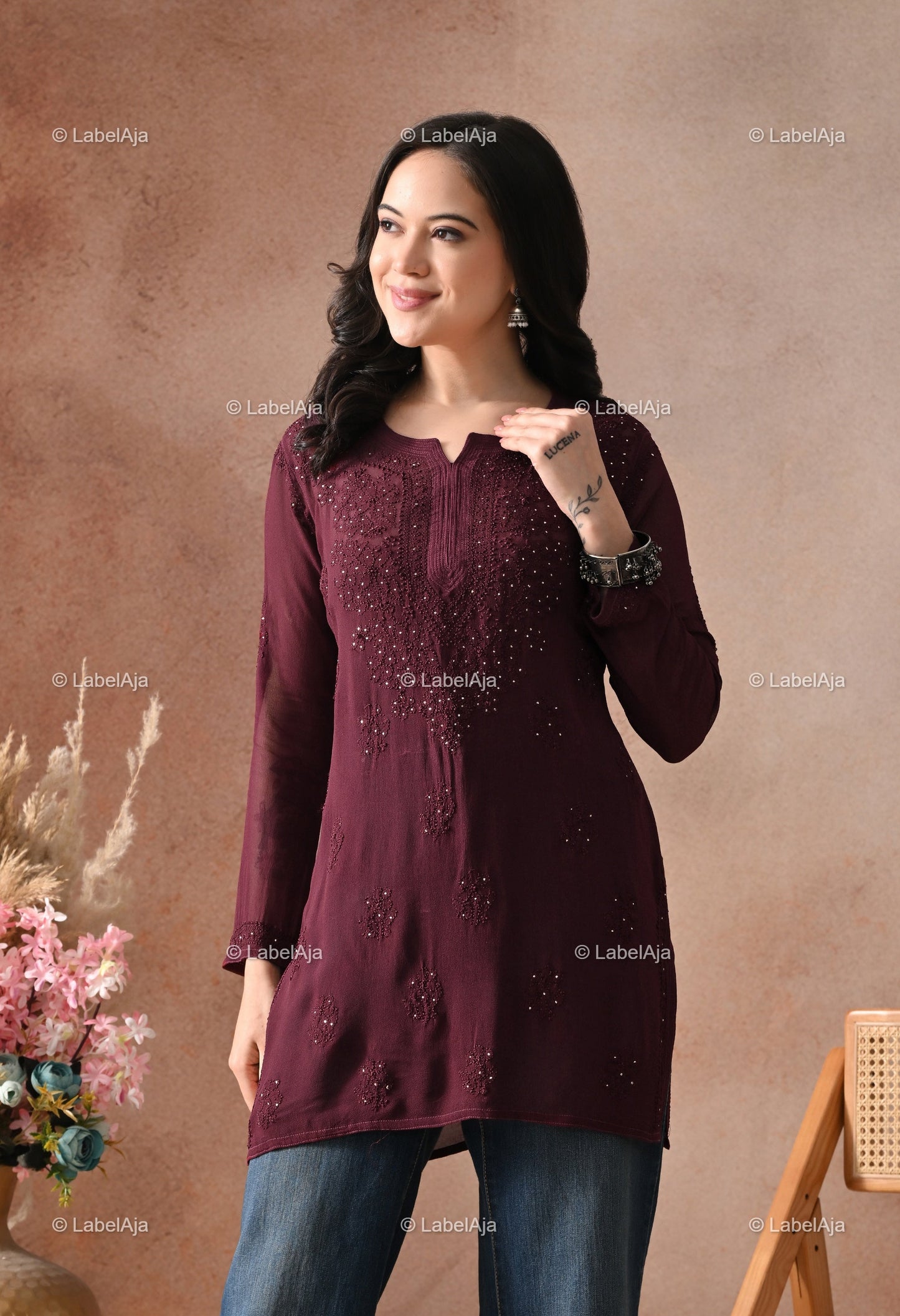 Ayana Viscose Short kurti with Mukaish work