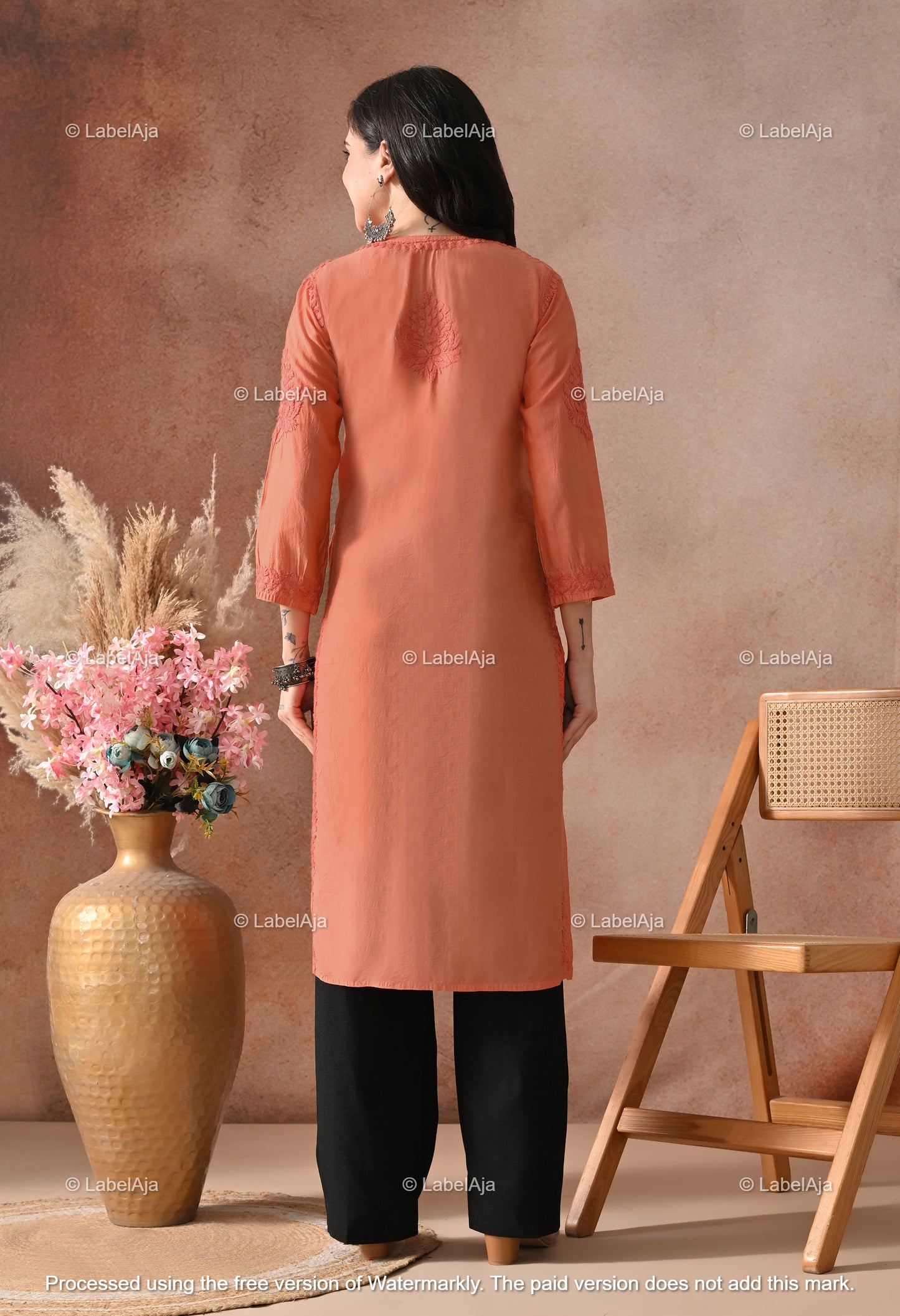 Anika Chanderi silk Chikankari kurti