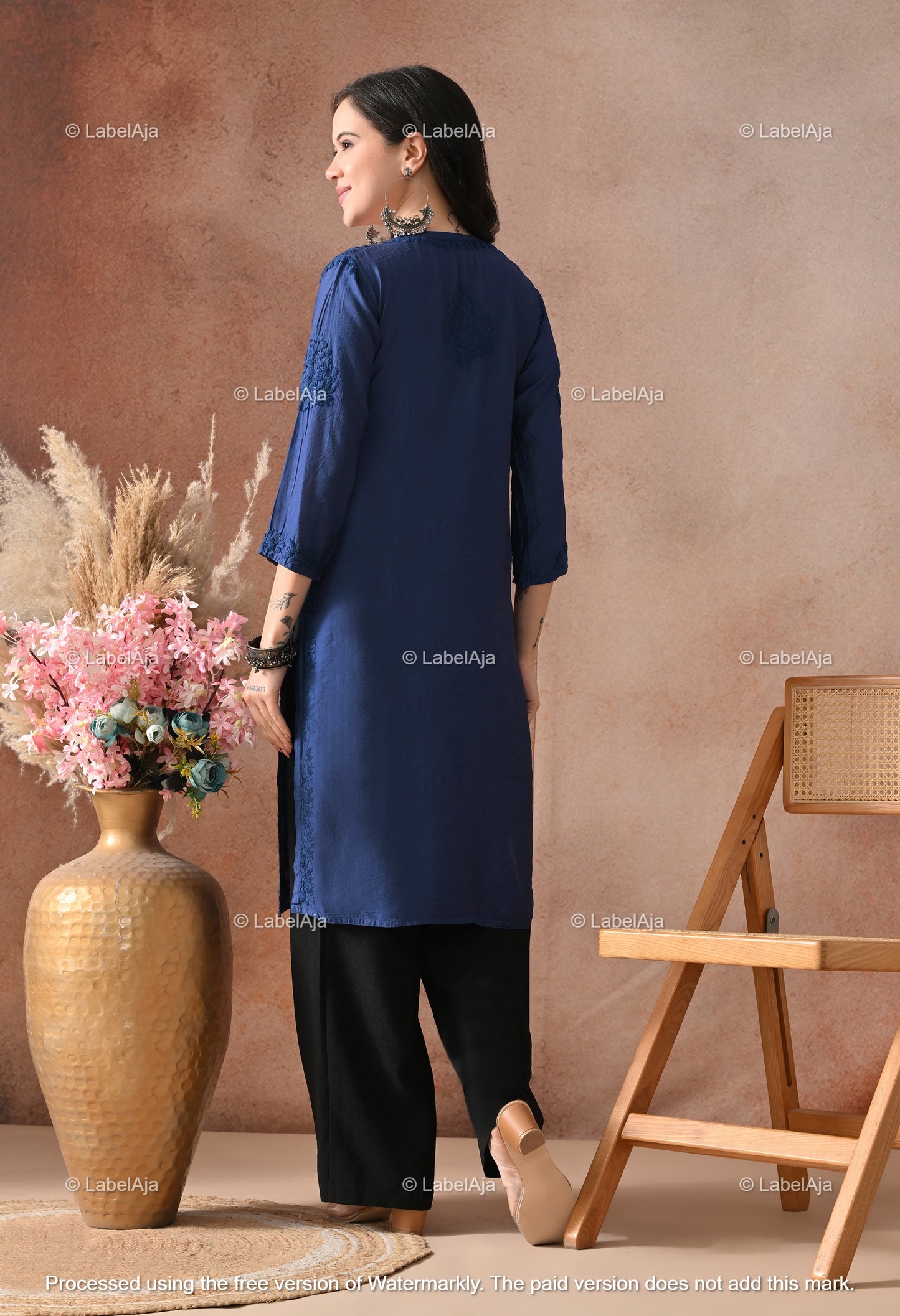 Anika Chanderi silk Chikankari kurti