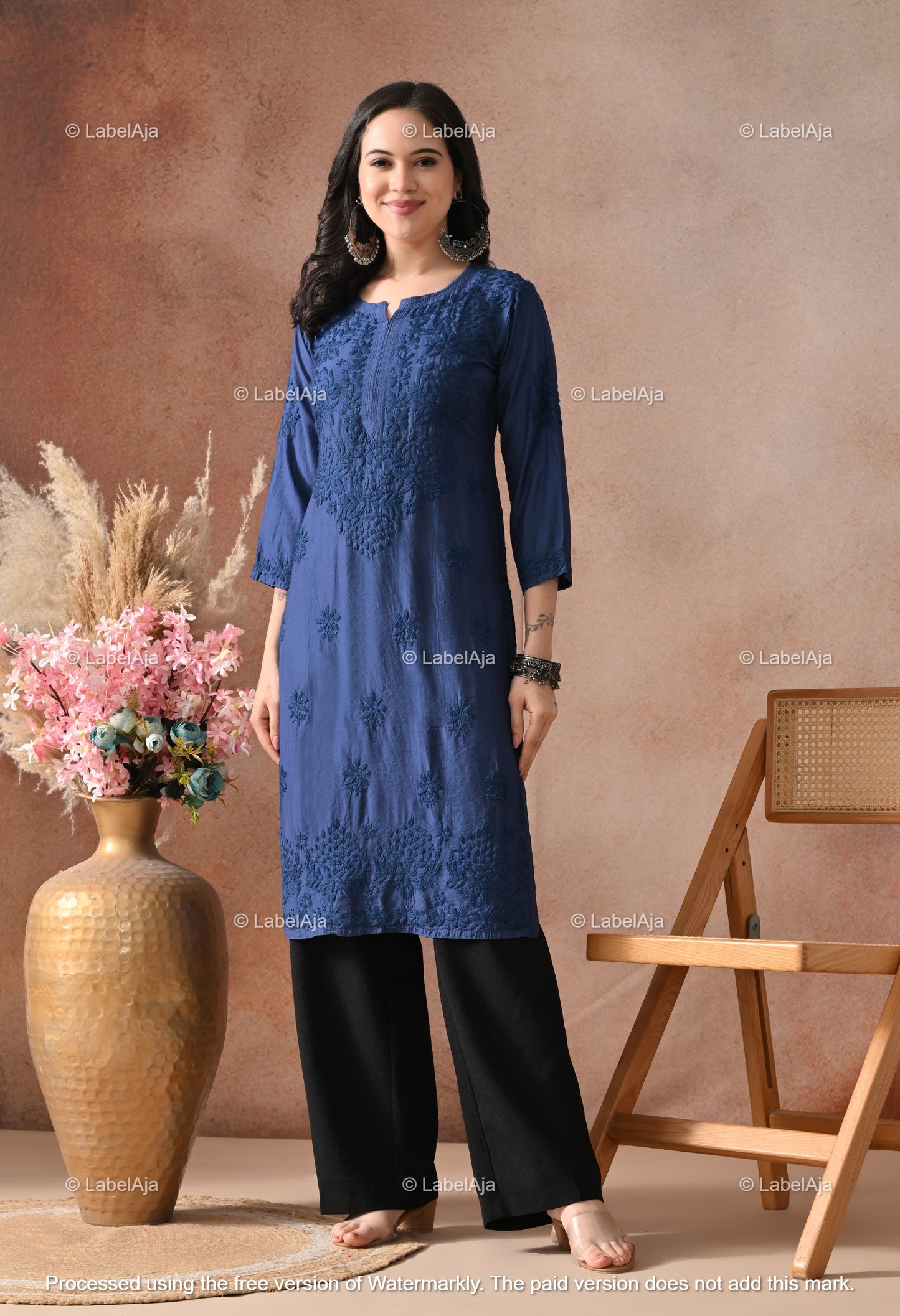 Anika Chanderi silk Chikankari kurti