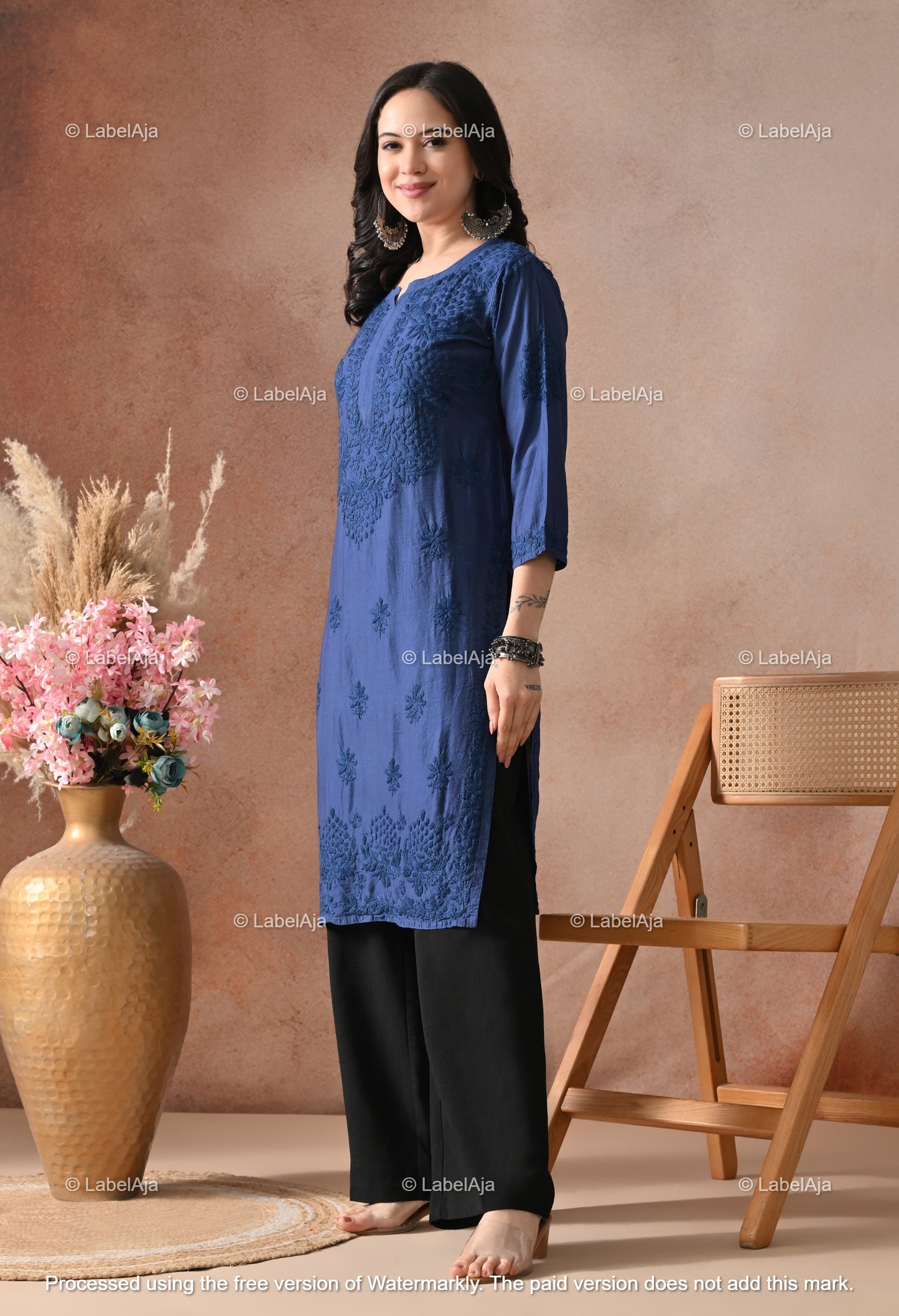 Anika Chanderi silk Chikankari kurti