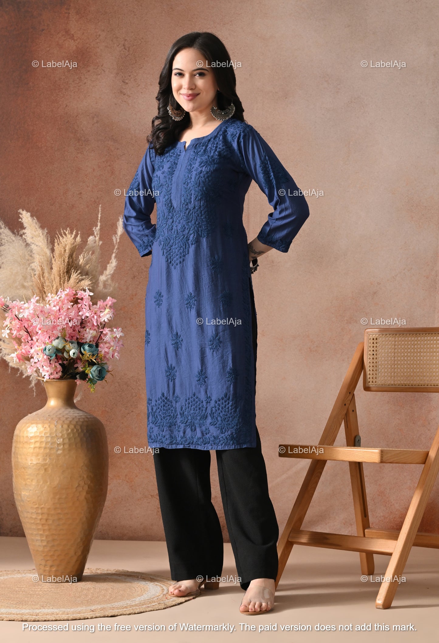 Anika Chanderi silk Chikankari kurti