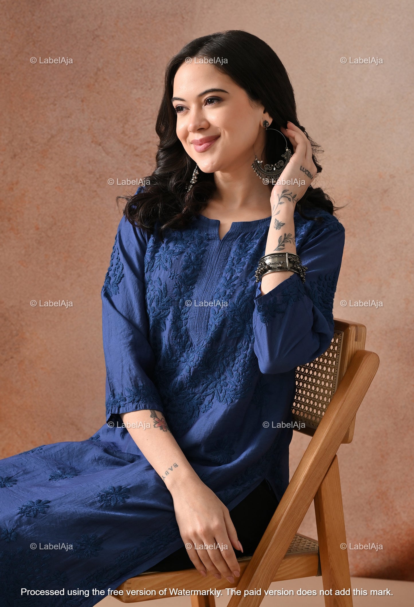 Anika Chanderi silk Chikankari kurti