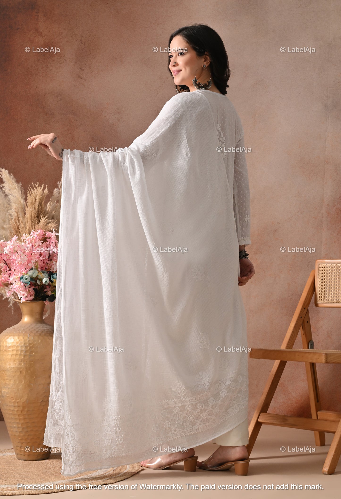 White Mul cotton Chikankari dupatta