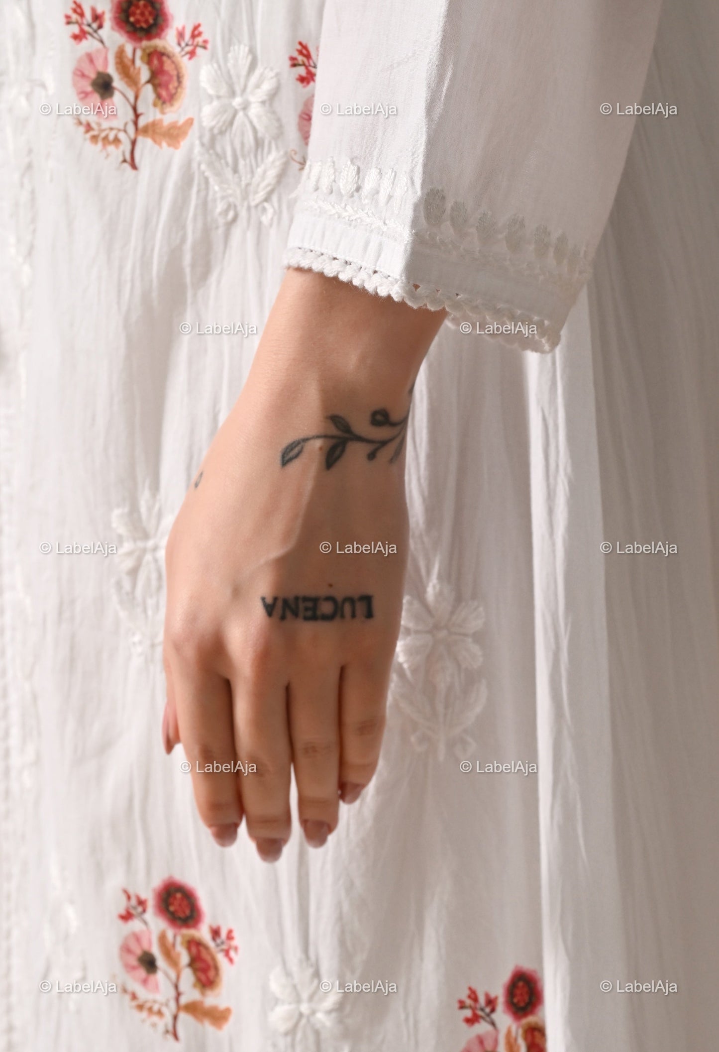 Navi mul Cotton chikankari long Shrug