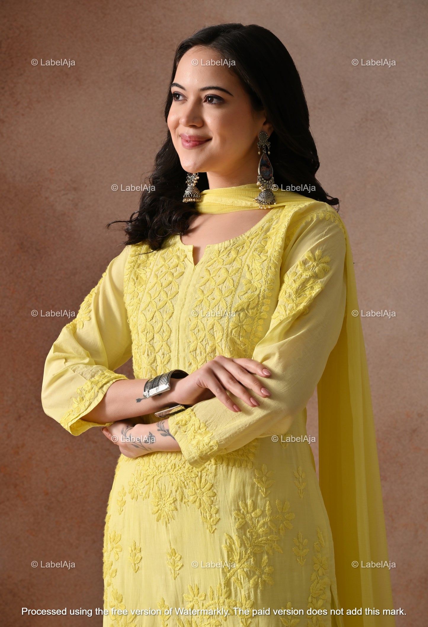 Zehra Chanderi Silk Kurti and Palazzo set White