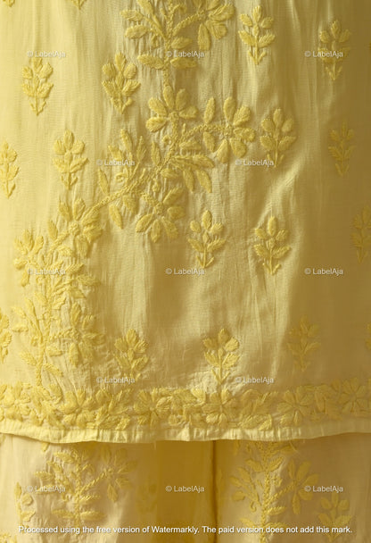 Zehra Chanderi Silk Kurti and Palazzo set White