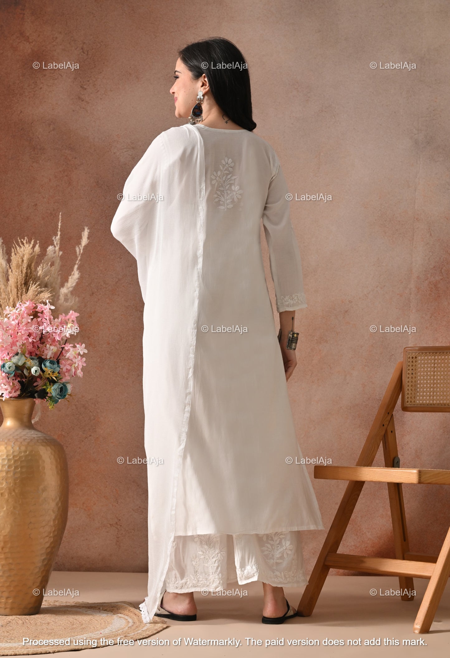 Zehra Chanderi Silk Kurti and Palazzo set White
