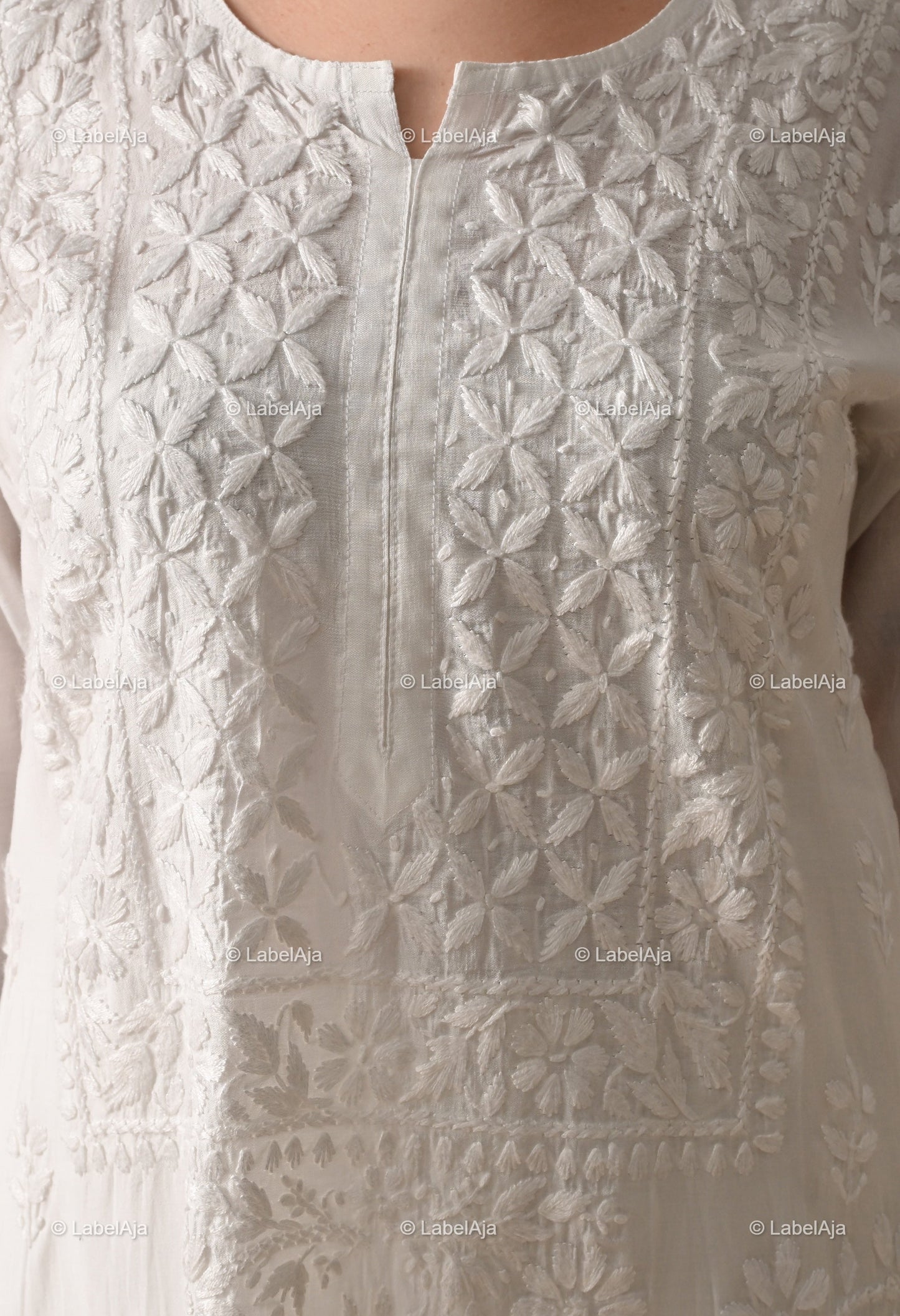 Zehra Chanderi Silk Kurti and Palazzo set White