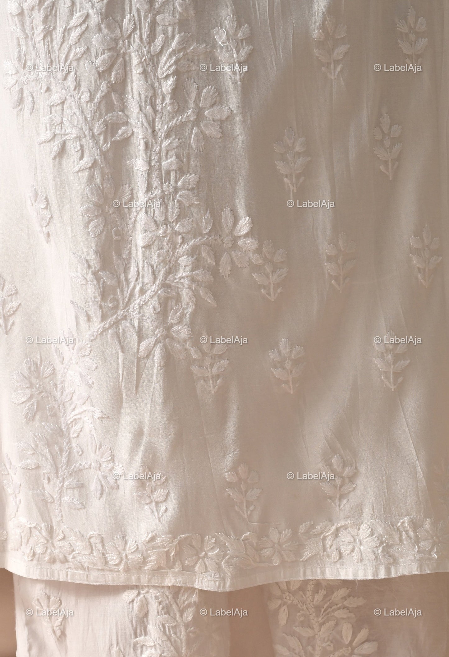 Zehra Chanderi Silk Kurti and Palazzo set White