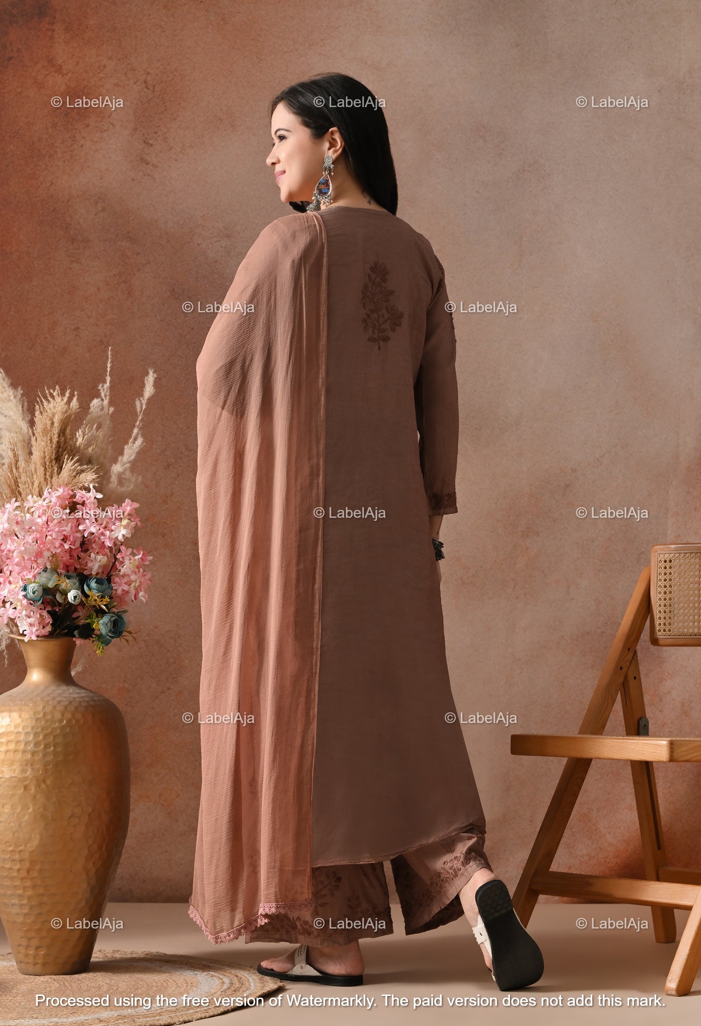 Zehra Chanderi Silk Kurti and Palazzo set White