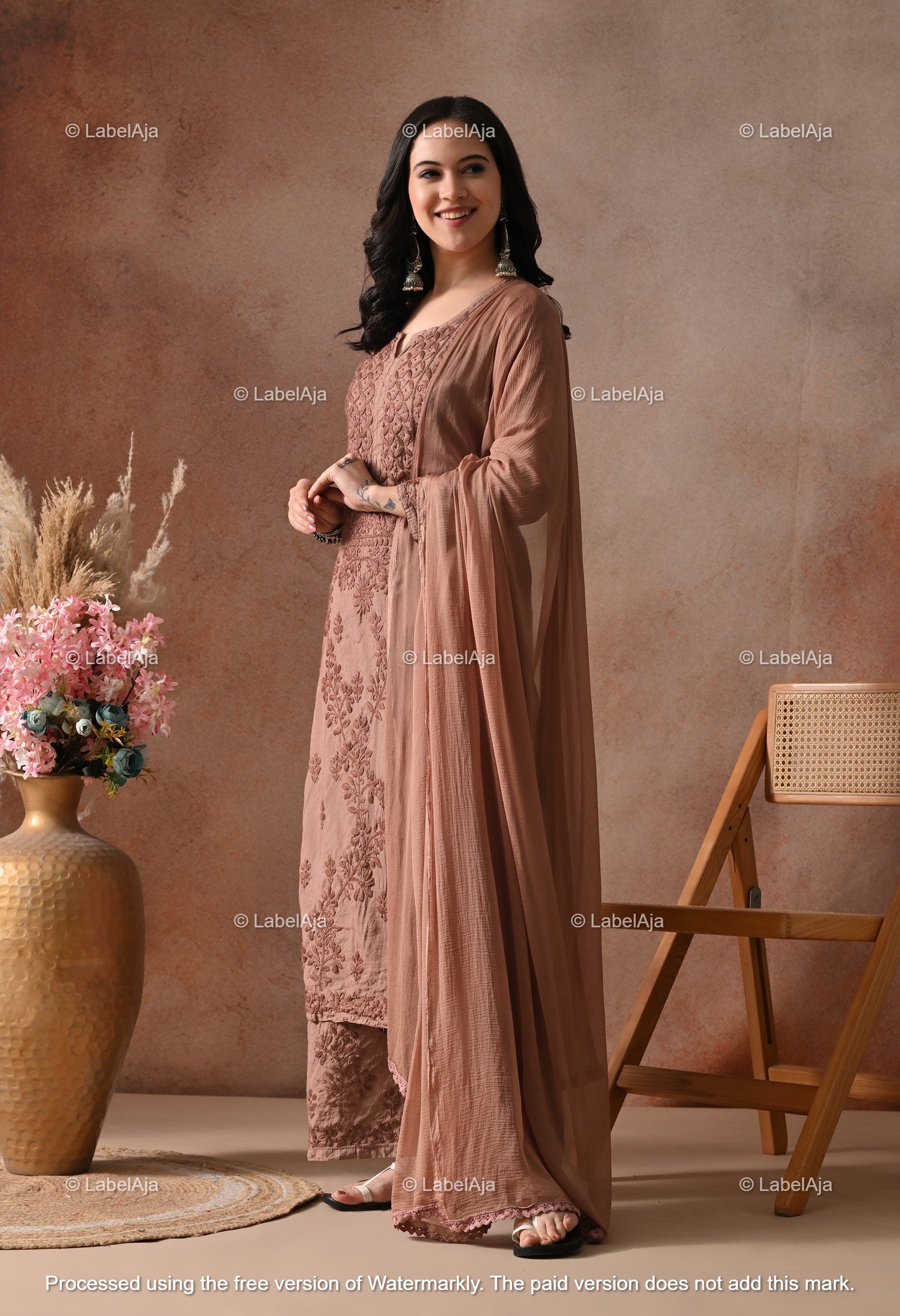 Zehra Chanderi Silk Kurti and Palazzo set White