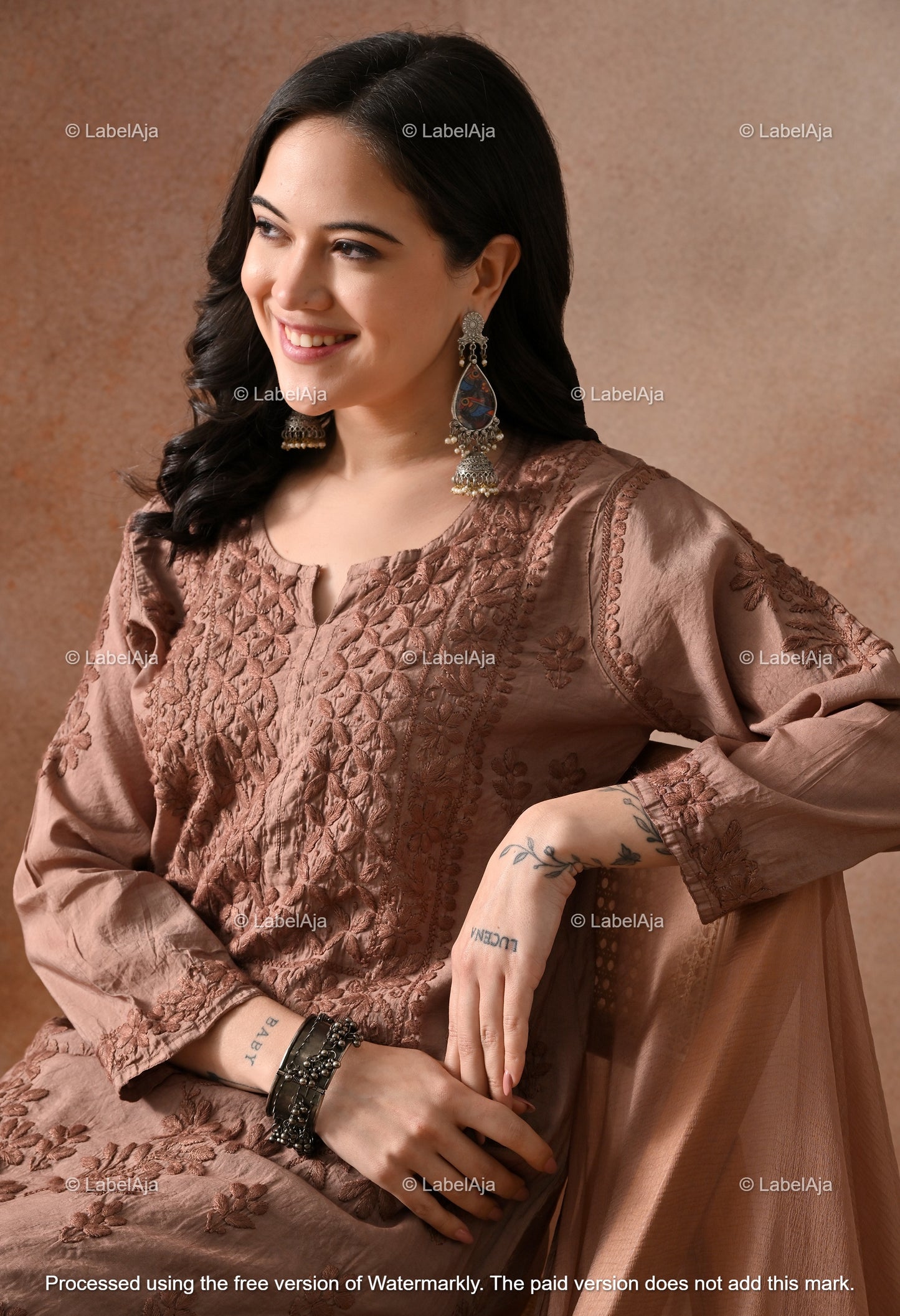 Zehra Chanderi Silk Kurti and Palazzo set White