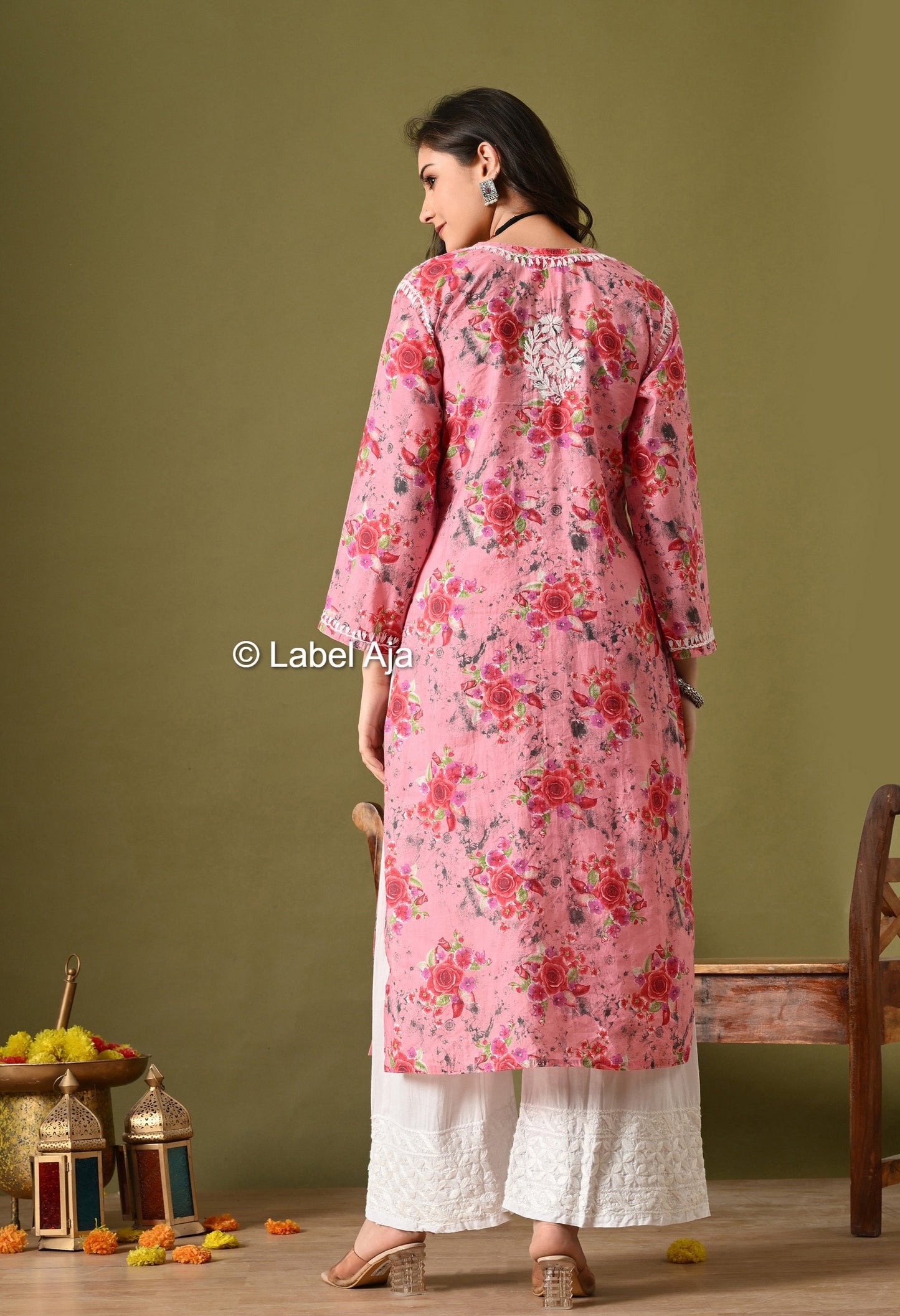 Gulzar Chanderi silk printed Chikankari kurti
