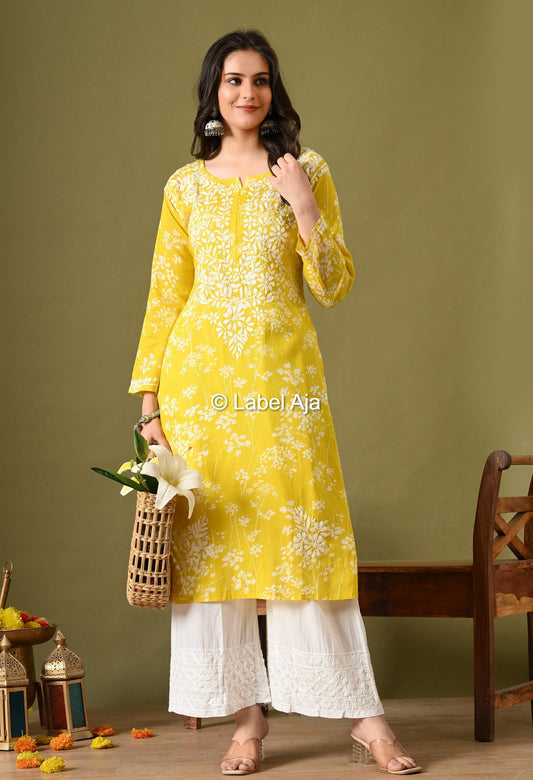 Pankhuri mulmul long chikankari kurti