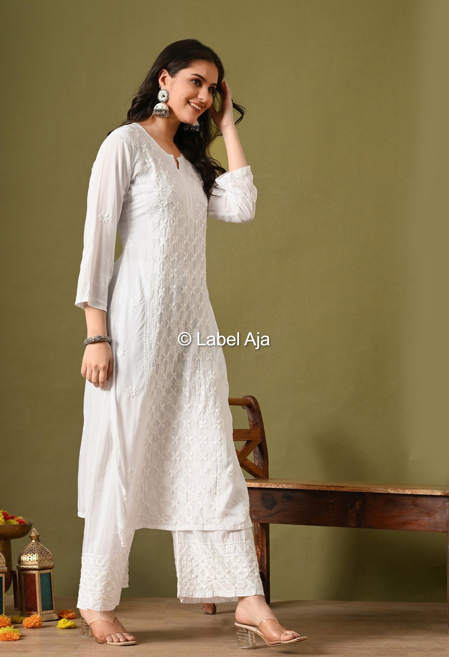 Premium modal cotton long chikankari kurti