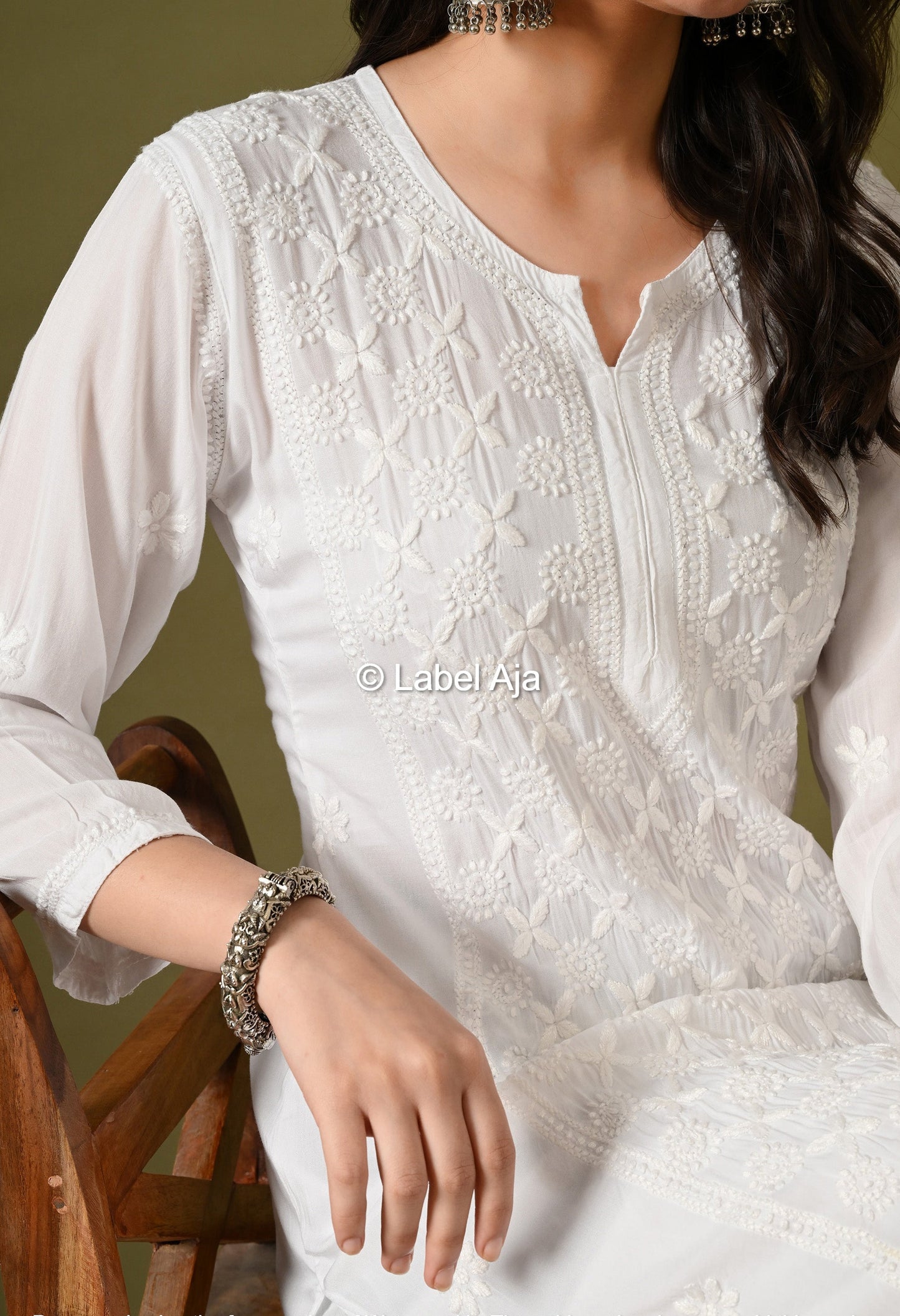 Premium modal cotton long chikankari kurti