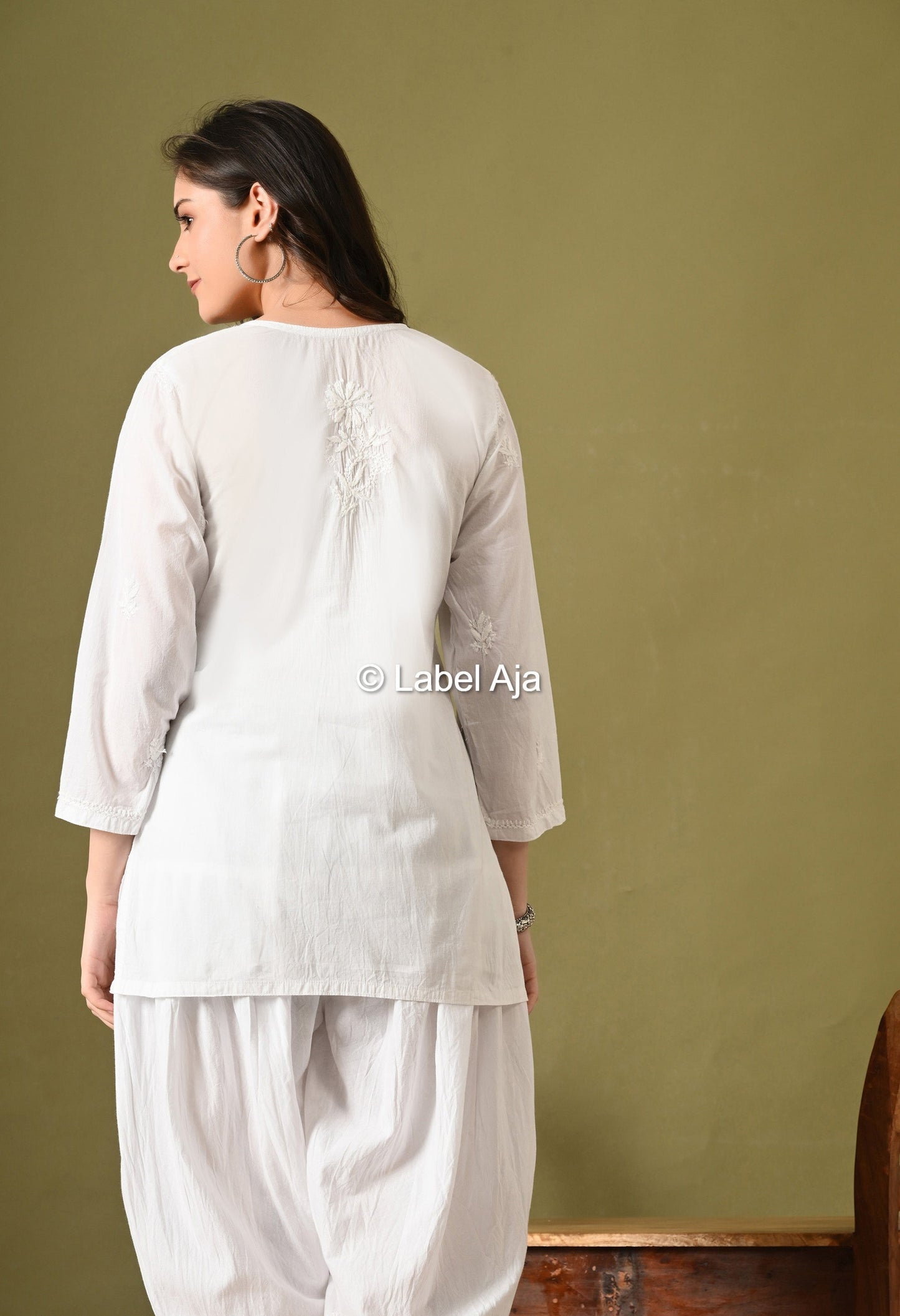 Inaya mul cotton chikankari short top