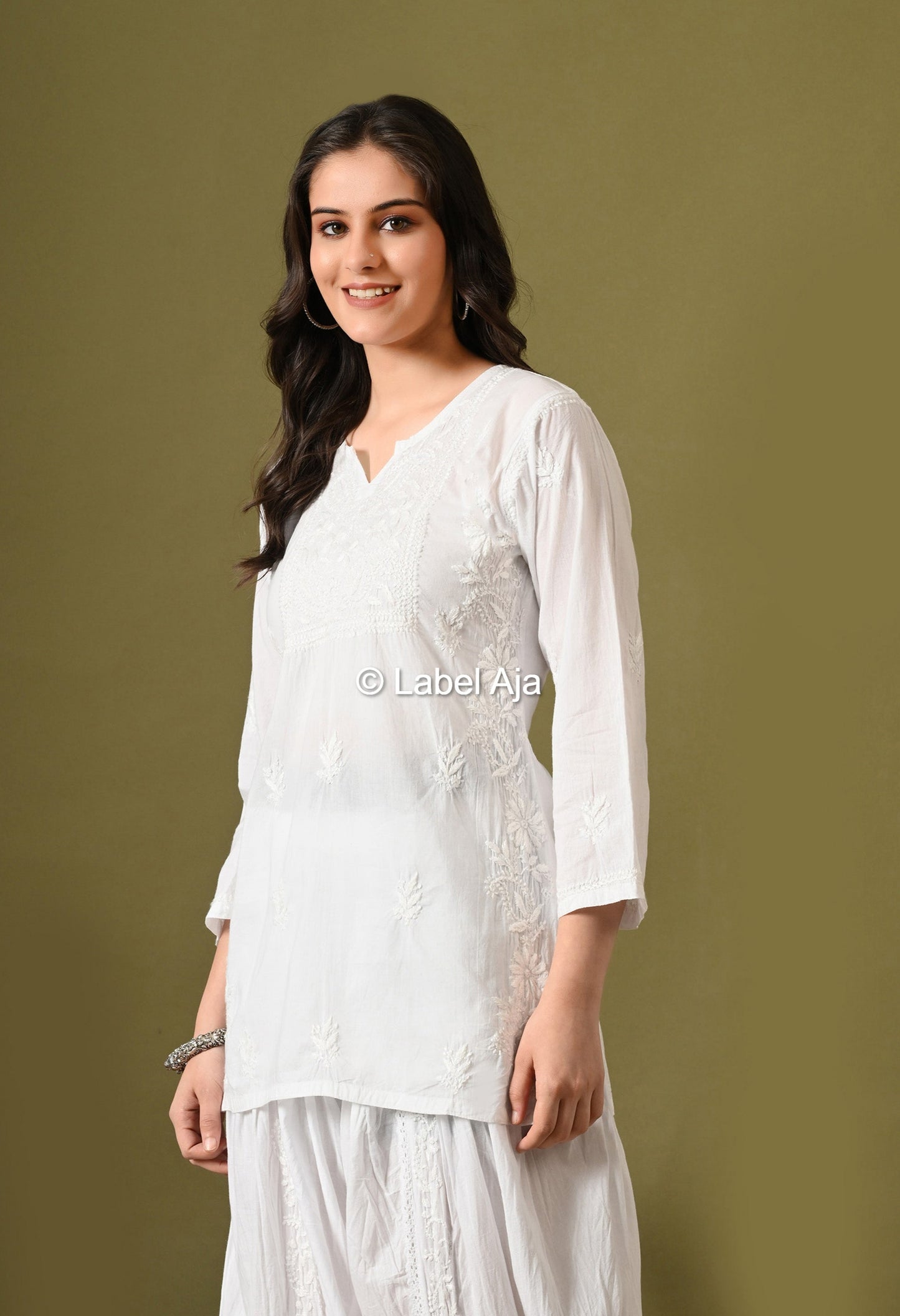 Inaya mul cotton chikankari short top