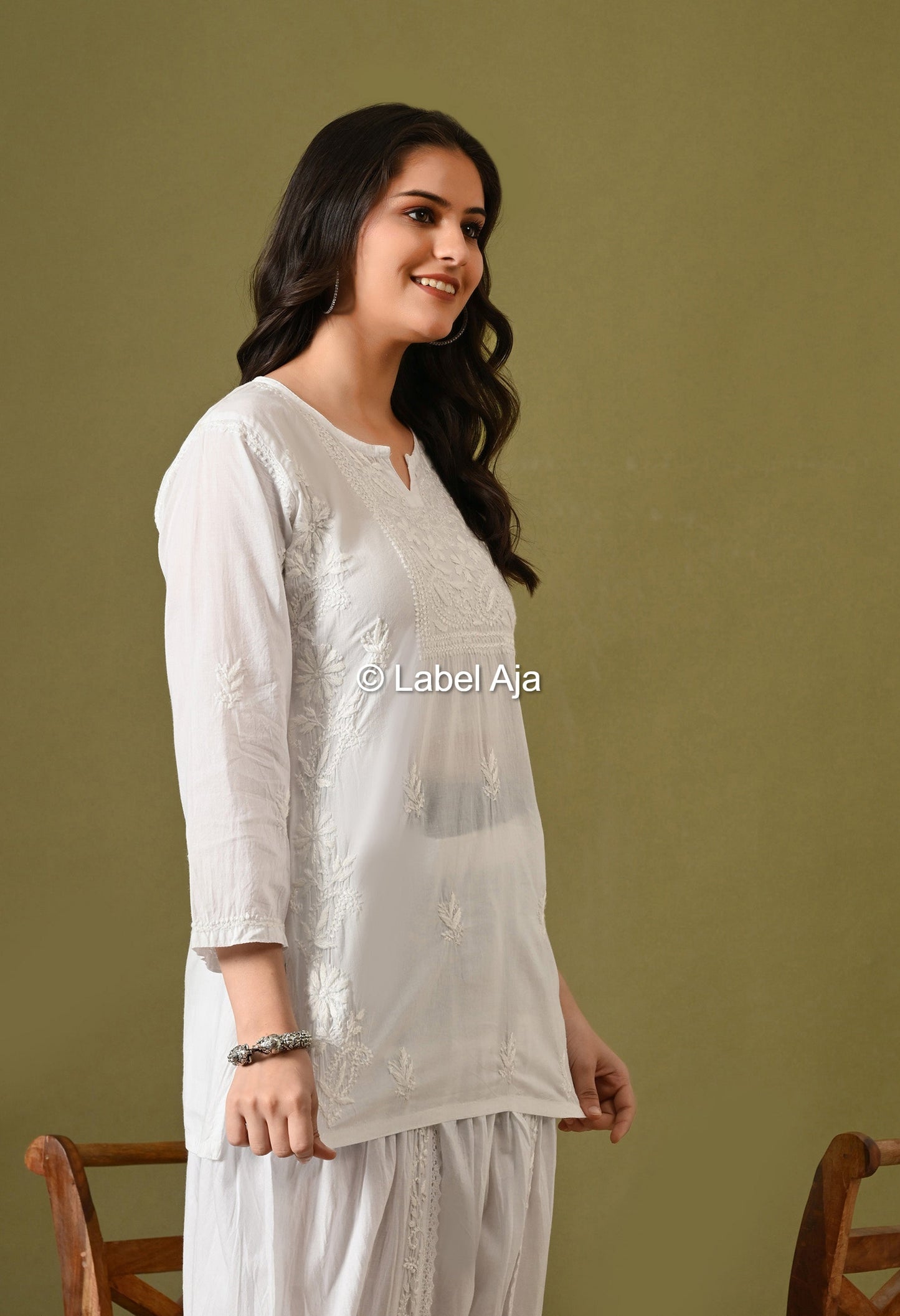 Inaya mul cotton chikankari short top