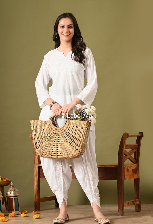 Inaya mul cotton chikankari short top