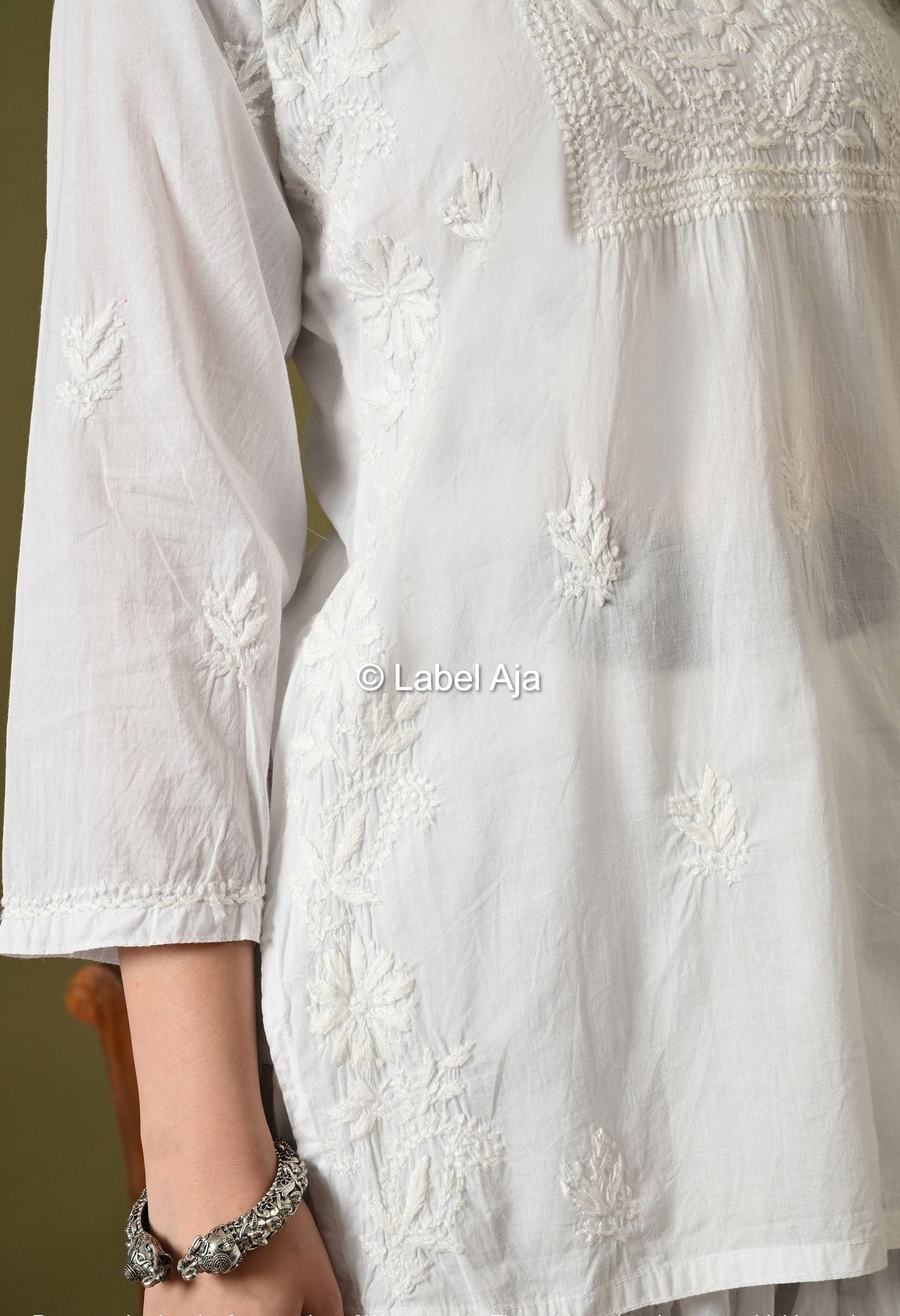 Inaya mul cotton chikankari short top