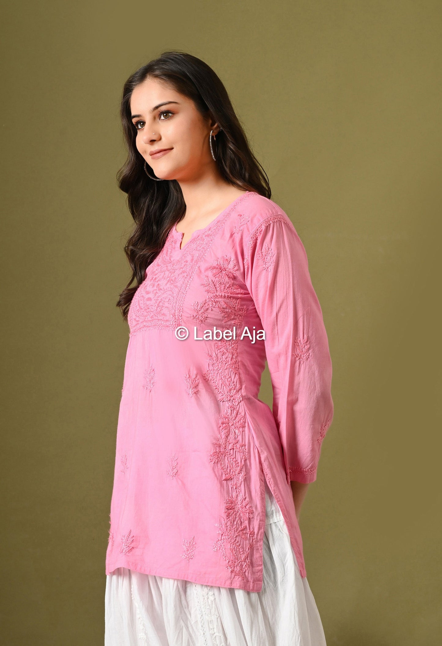 Inaya mul cotton chikankari short top