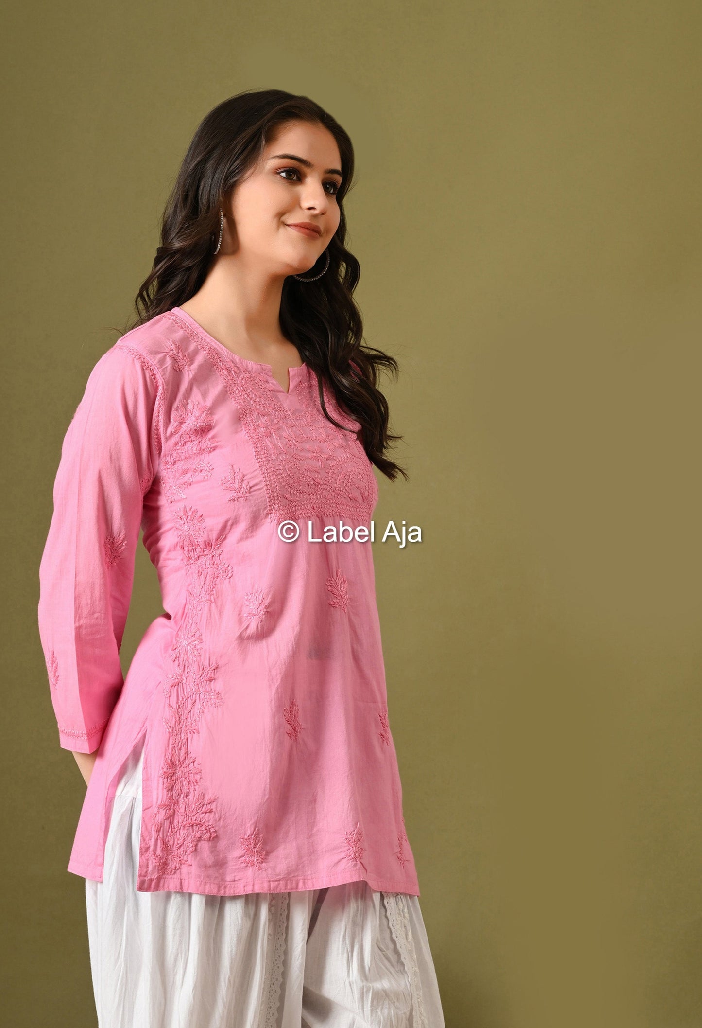 Inaya mul cotton chikankari short top