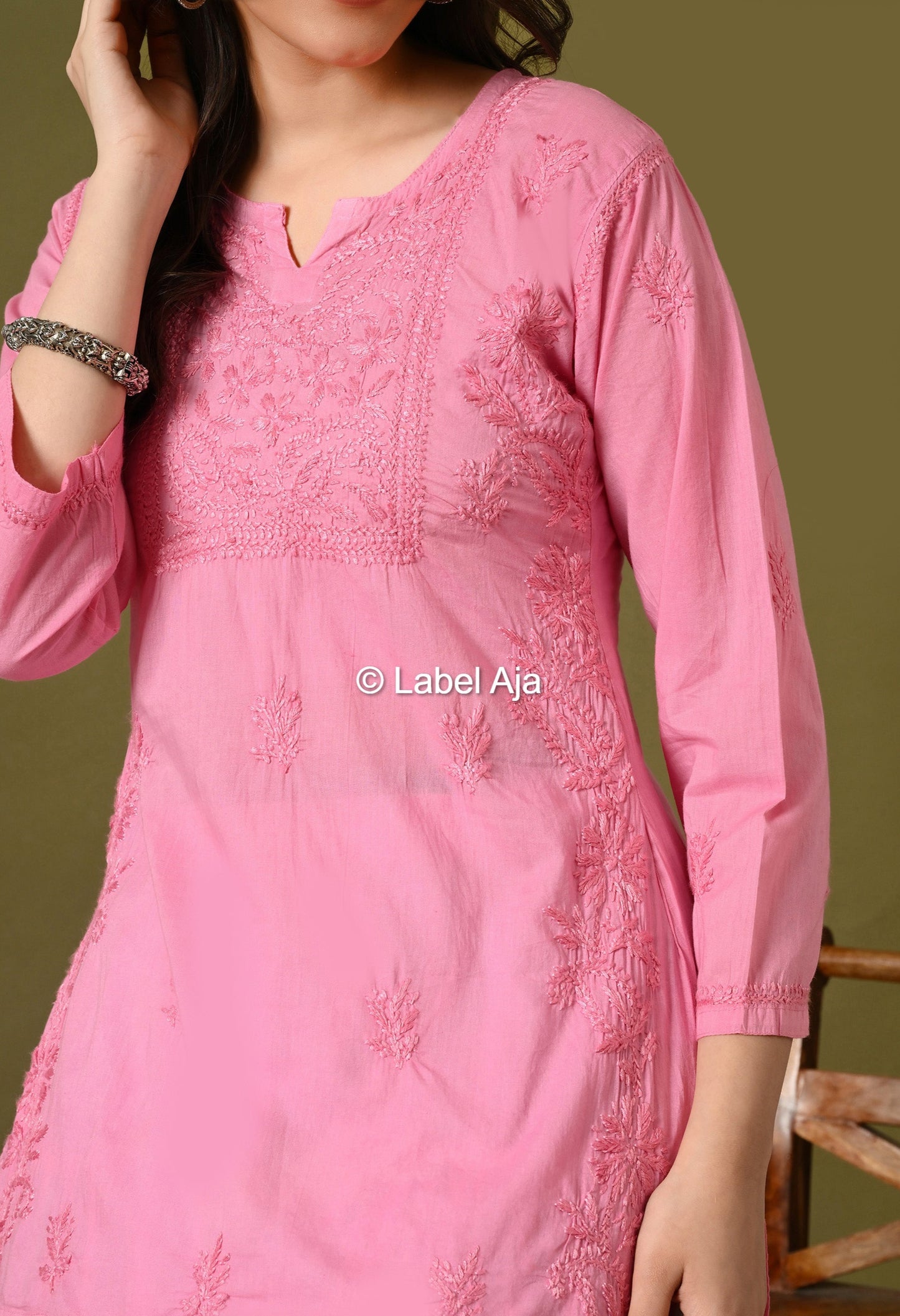 Inaya mul cotton chikankari short top