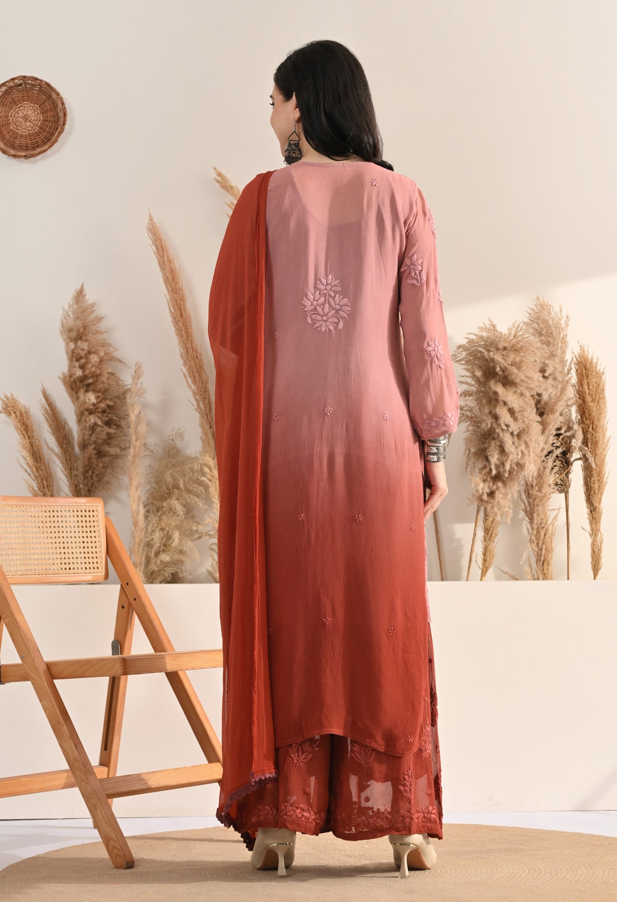Farah Viscose kurti, palazzo, dupatta and inner set