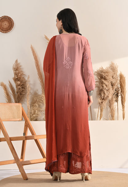 Farah Viscose kurti, palazzo, dupatta and inner set