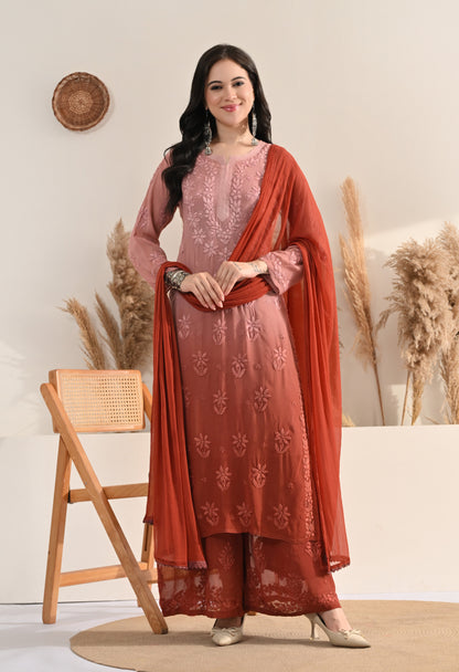 Farah Viscose kurti, palazzo, dupatta and inner set