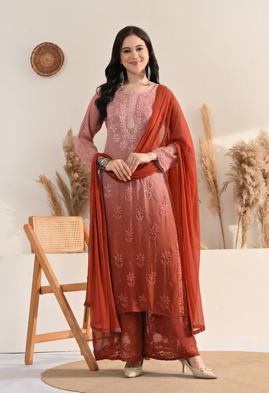 Farah Viscose kurti, palazzo, dupatta and inner set