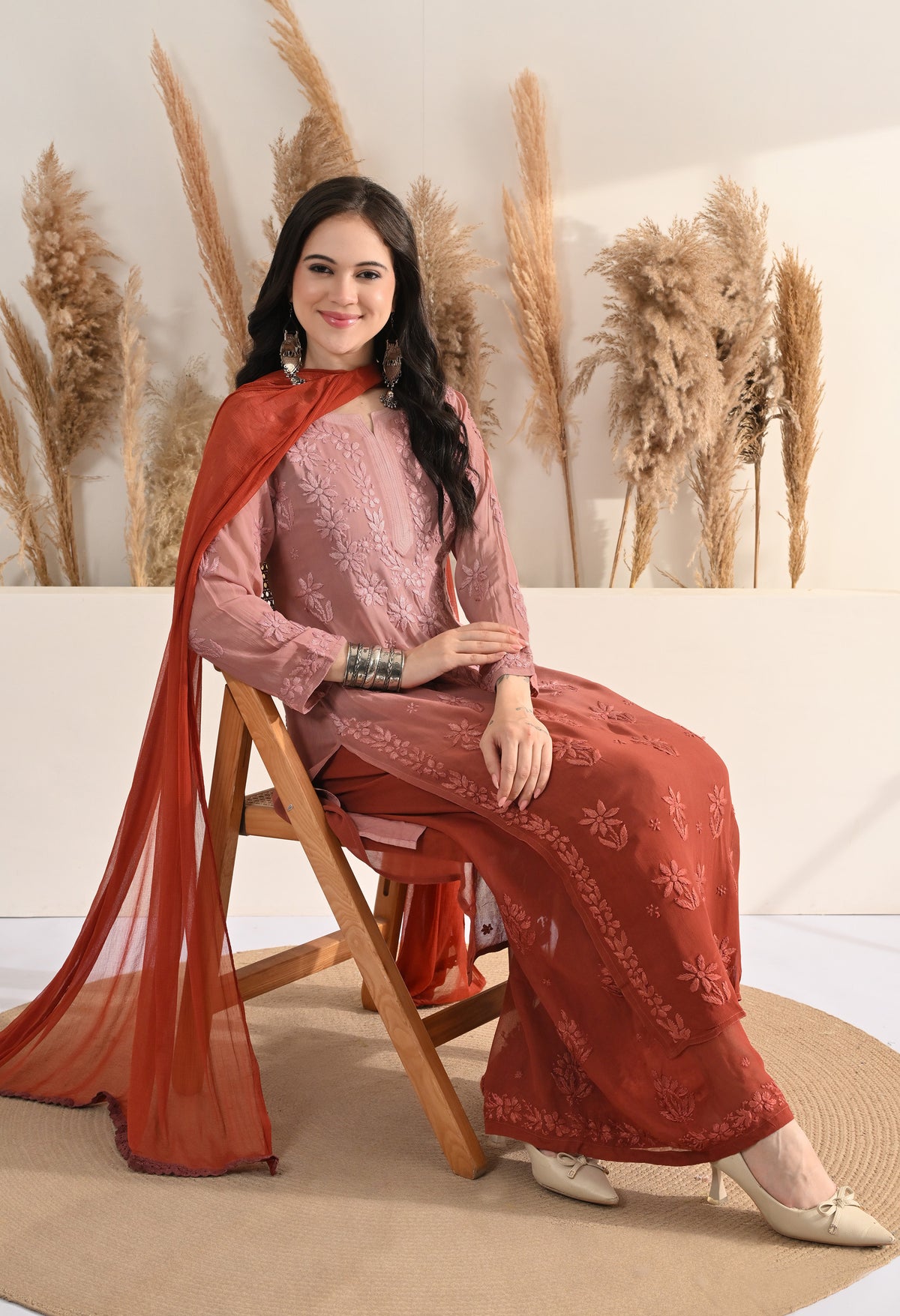Farah Viscose kurti, palazzo, dupatta and inner set