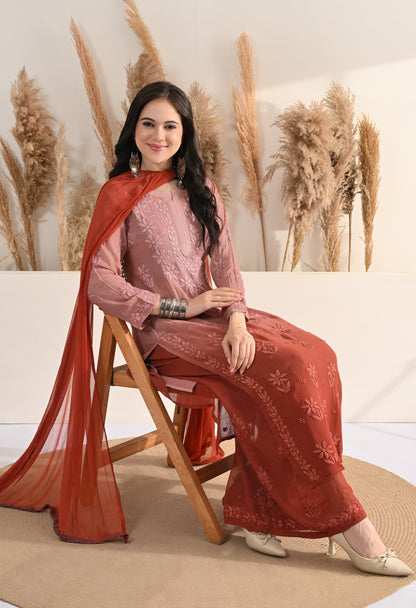 Farah Viscose kurti, palazzo, dupatta and inner set