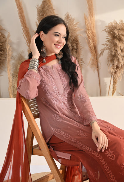 Farah Viscose kurti, palazzo, dupatta and inner set