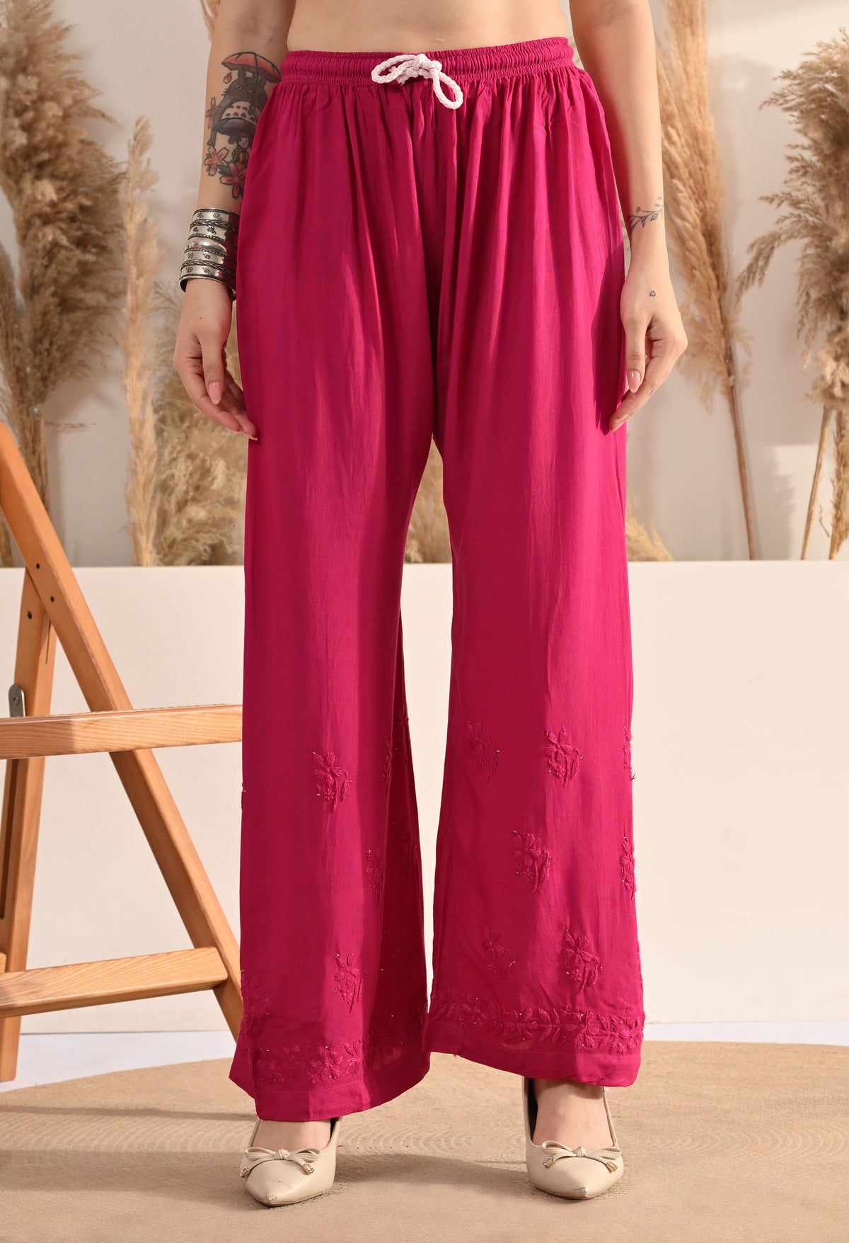 Palak Kurti, Palazzo and dupatta set with Mukaish work