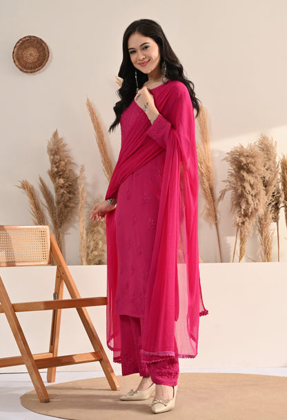 Palak Kurti, Palazzo and dupatta set with Mukaish work