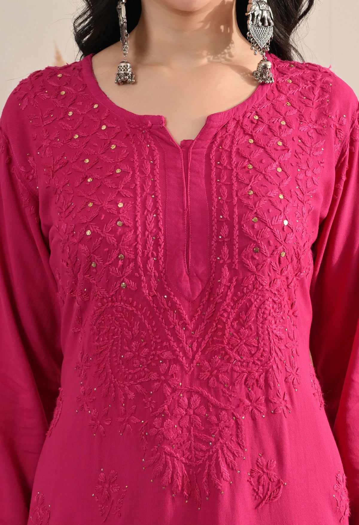 Palak Kurti, Palazzo and dupatta set with Mukaish work