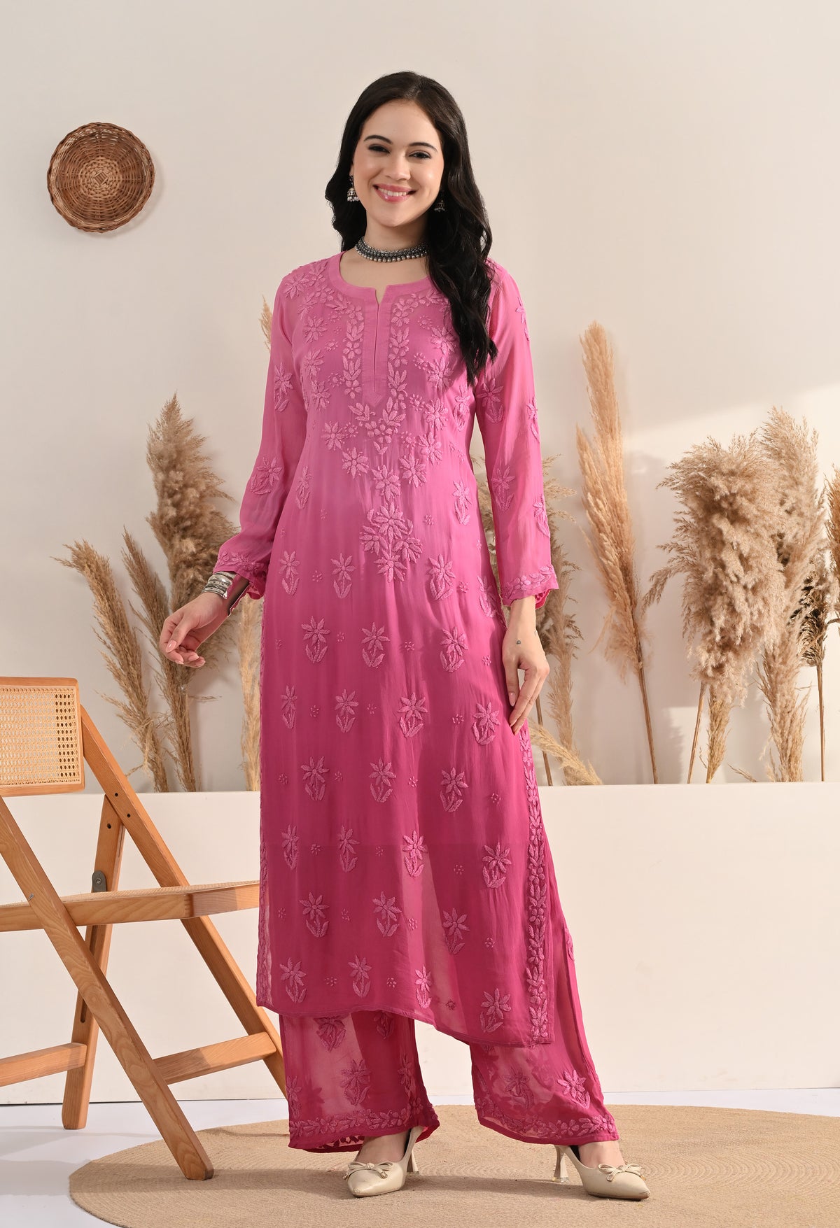 Farah Viscose kurti, palazzo, dupatta and inner set