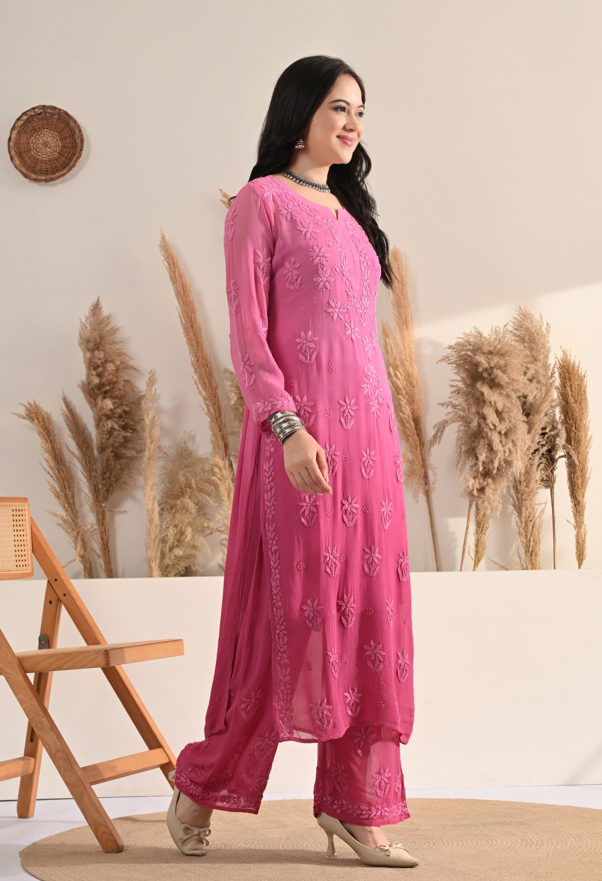 Farah Viscose kurti, palazzo, dupatta and inner set